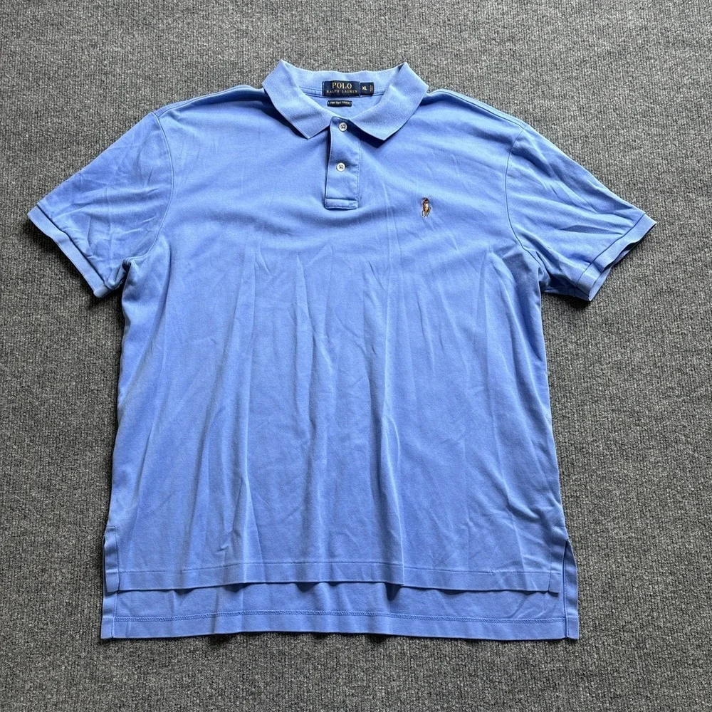 Polo Ralph Lauren Men's XL Short Sleeve Shirt Pima‎ Soft Touch Blue Flesh Pony